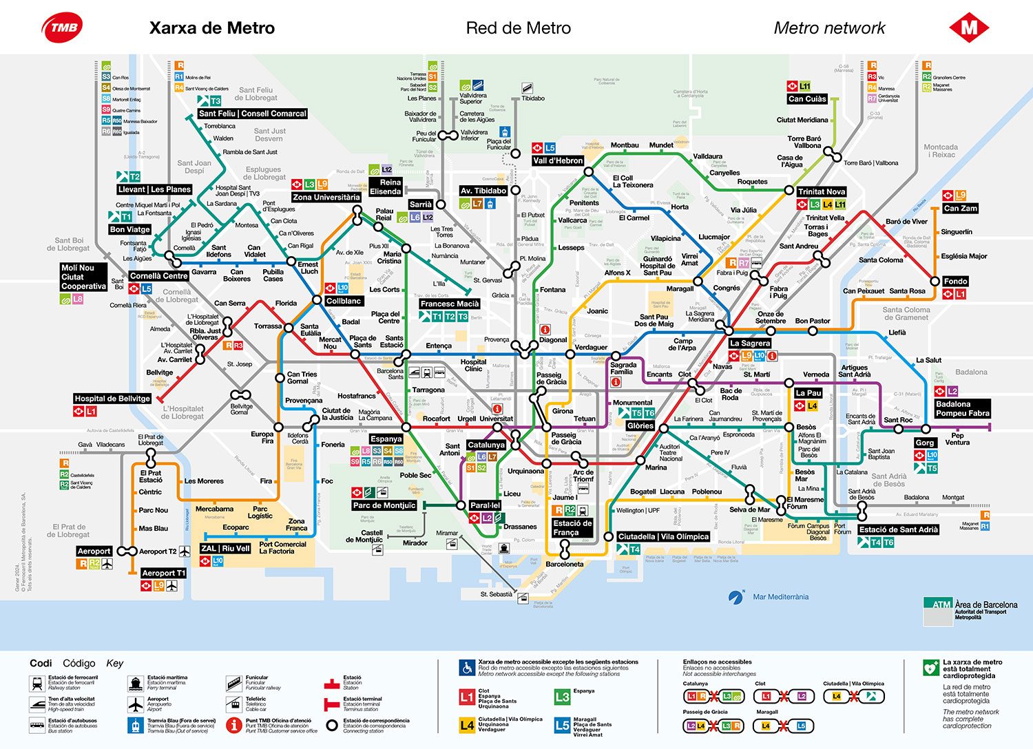 Схема метрополитена в Барселоне